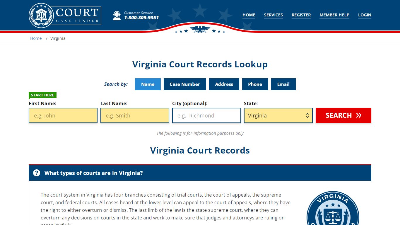 Virginia Court Records Lookup - VA Court Case Search